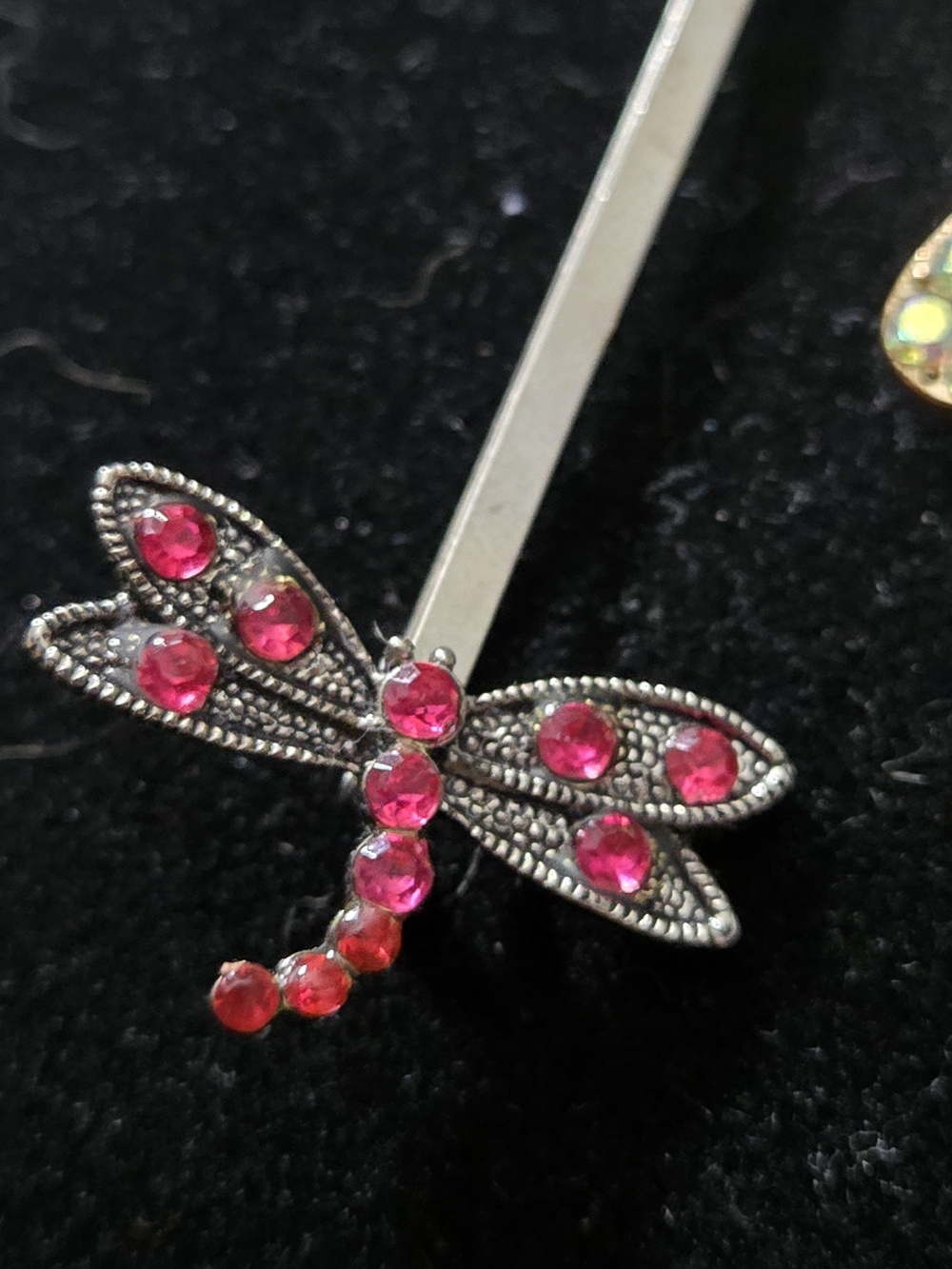 Vintage Butterfly & Dragonfly Hair Clips - Multicolor Rhinestone Accents - Picture 5 of 6